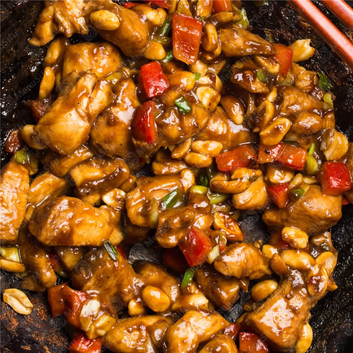 Diced chicken stir - fried with peanuts, peppers, and a savory sauce at 成都名堂 SZECHUAN MASTER, a Chinese restaurant in Plano