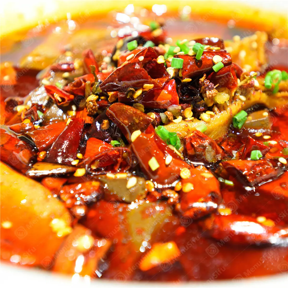 Mao Xue Wang with extra chili peppers and scallions, spicy and flavorful at 成都名堂 SZECHUAN MASTER, a Chinese restaurant in Plano